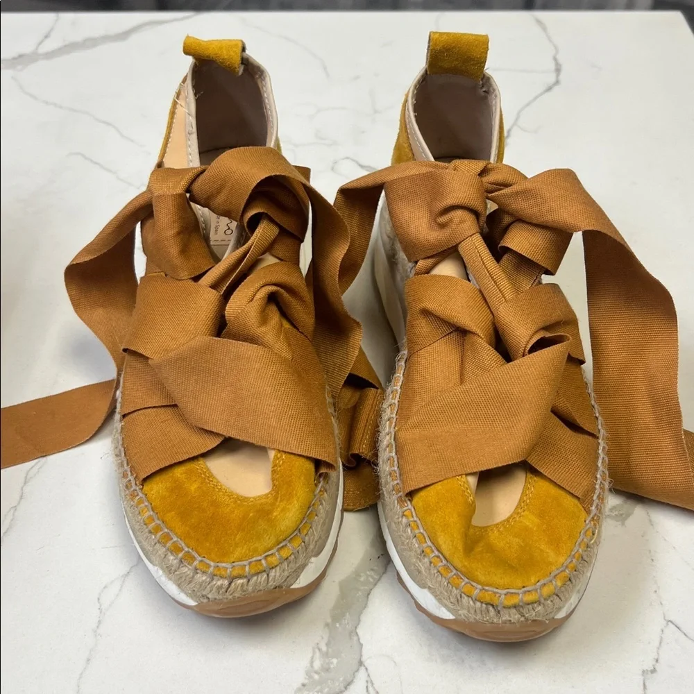 Free People x Gaimo Chapmin Espedrille Sneakers Yellow and Tan Sz 10